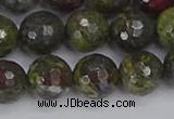 CDB324 15.5 inches 12mm faceted round dragon blood jasper beads