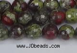 CDB330 15.5 inches 8mm faceted round A grade dragon blood jasper beads