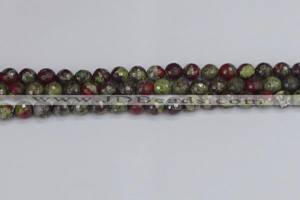 CDB331 15.5 inches 10mm faceted round A grade dragon blood jasper beads