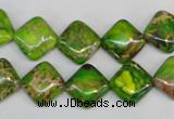 CDE122 15.5 inches 12*12mm diamond dyed sea sediment jasper beads