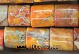 CDE1340 15.5 inches 8*8mm tube sea sediment jasper beads