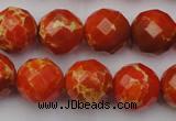 CDE2104 15.5 inches 14mm faceted round dyed sea sediment jasper beads