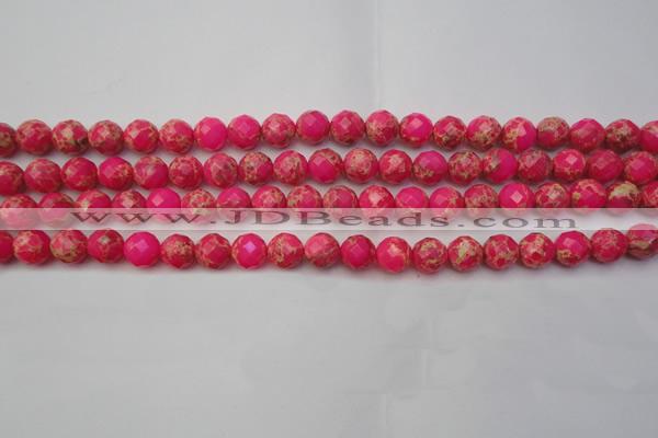 CDE2110 15.5 inches 6mm faceted round dyed sea sediment jasper beads