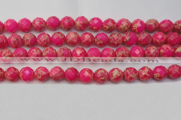 CDE2116 15.5 inches 18mm faceted round dyed sea sediment jasper beads