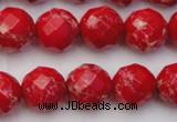 CDE2124 15.5 inches 14mm faceted round dyed sea sediment jasper beads