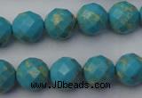 CDE2153 15.5 inches 12mm faceted round dyed sea sediment jasper beads