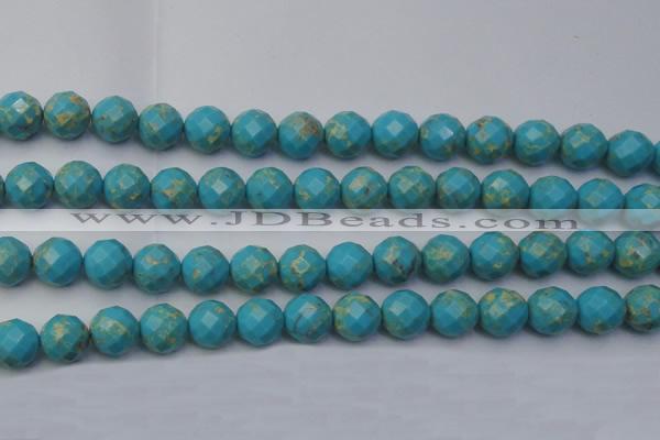 CDE2157 15.5 inches 20mm faceted round dyed sea sediment jasper beads