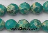 CDE2175 15.5 inches 16mm faceted round dyed sea sediment jasper beads