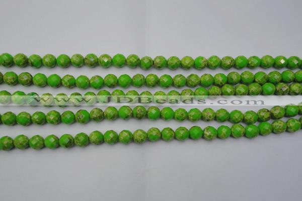 CDE2180 15.5 inches 6mm faceted round dyed sea sediment jasper beads