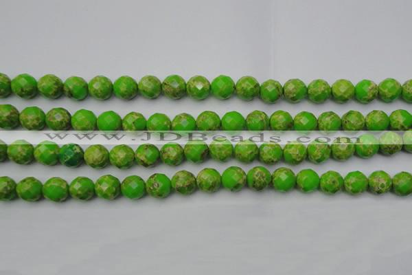 CDE2183 15.5 inches 12mm faceted round dyed sea sediment jasper beads