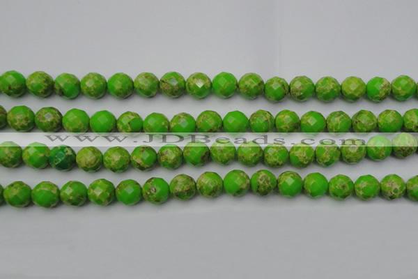 CDE2184 15.5 inches 14mm faceted round dyed sea sediment jasper beads