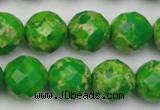 CDE2194 15.5 inches 14mm faceted round dyed sea sediment jasper beads