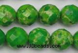 CDE2195 15.5 inches 16mm faceted round dyed sea sediment jasper beads