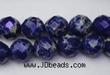 CDE2213 15.5 inches 12mm faceted round dyed sea sediment jasper beads