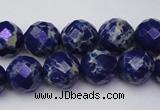 CDE2214 15.5 inches 14mm faceted round dyed sea sediment jasper beads