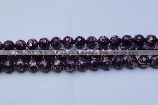 CDE2536 15.5 inches 16mm faceted round dyed sea sediment jasper beads