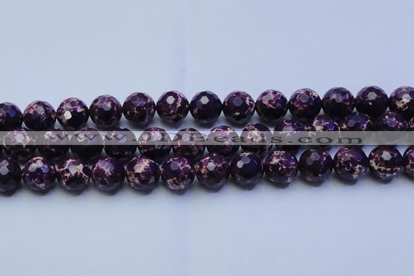 CDE2537 15.5 inches 18mm faceted round dyed sea sediment jasper beads