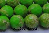 CDE2557 15.5 inches 16mm faceted round dyed sea sediment jasper beads