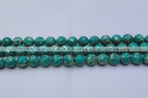 CDE2564 15.5 inches 14mm faceted round dyed sea sediment jasper beads