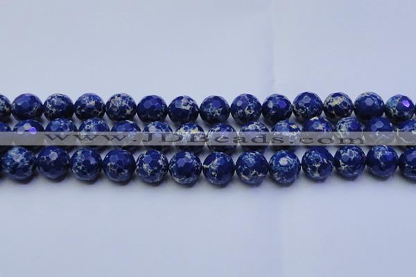 CDE2579 15.5 inches 14mm faceted round dyed sea sediment jasper beads