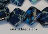 CDE258 15.5 inches 20*20mm diamond dyed sea sediment jasper beads