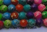 CDE2695 6mm faceted round mixed color sea sediment jasper beads