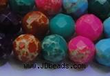 CDE2699 14mm faceted round mixed color sea sediment jasper beads