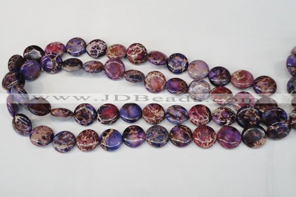 CDE408 15.5 inches 16mm flat round dyed sea sediment jasper beads