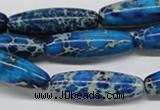 CDE48 15.5 inches 10*30mm rice dyed sea sediment jasper beads