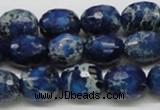 CDE49 15.5 inches 12*15mm faceted egg-shaped dyed sea sediment jasper beads