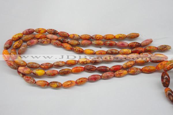 CDE510 15.5 inches 8*16mm rice dyed sea sediment jasper beads