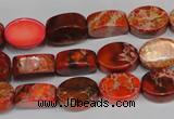 CDE528 15.5 inches 10*14mm oval dyed sea sediment jasper beads