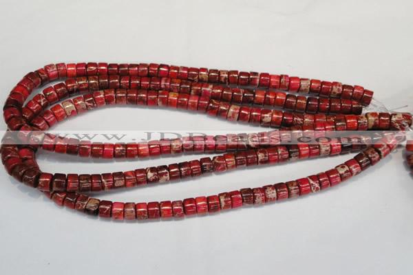 CDE596 15.5 inches 4*8mm tube dyed sea sediment jasper beads