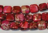 CDE621 15.5 inches 12*12mm square dyed sea sediment jasper beads