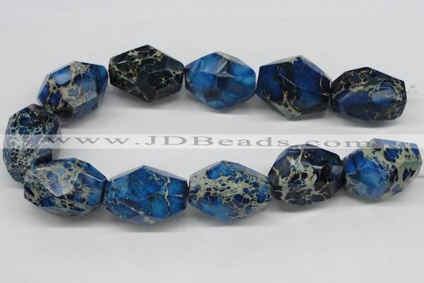 CDE65 15.5 inches 25*35mm faceted nuggets dyed sea sediment jasper beads