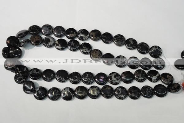 CDE688 15.5 inches 15mm flat round dyed sea sediment jasper beads