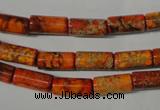 CDE736 15.5 inches 6*12mm tube dyed sea sediment jasper beads