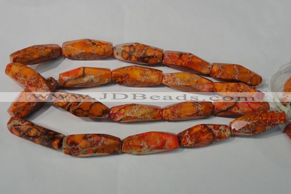 CDE745 15.5 inches 13*42mm faceted rice dyed sea sediment jasper beads