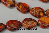 CDE754 15.5 inches 13*18mm flat teardrop dyed sea sediment jasper beads