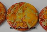 CDE758 15.5 inches 40mm flat round dyed sea sediment jasper beads