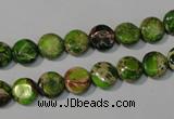 CDE935 15.5 inches 8mm flat round dyed sea sediment jasper beads