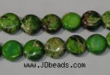 CDE936 15.5 inches 10mm flat round dyed sea sediment jasper beads