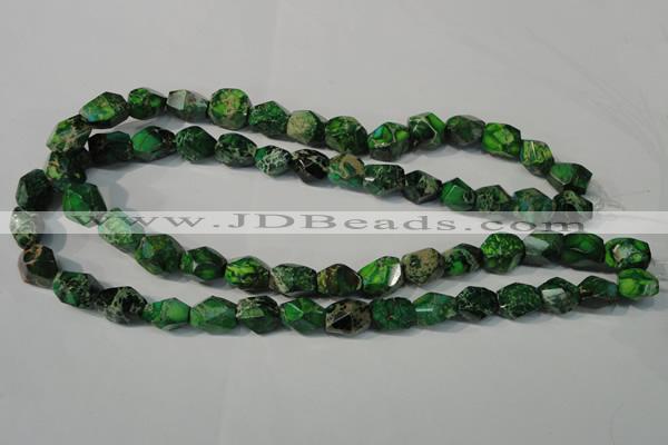 CDE963 15.5 inches 10*14mm faceted nuggets dyed sea sediment jasper beads