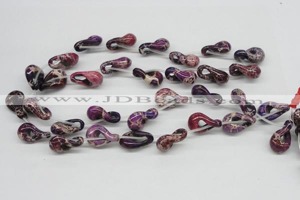 CDI42 16 inches 15*24mm petal shaped dyed imperial jasper beads