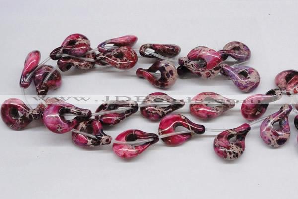 CDI43 16 inches 22*35mm petal shaped dyed imperial jasper beads