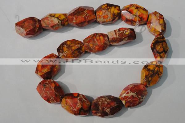 CDI748 15.5 inches 18*25mm faceted nuggets dyed imperial jasper beads