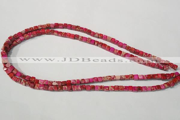 CDI780 15.5 inches 5*5mm cube dyed imperial jasper beads