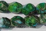 CDI964 15.5 inches 14*17mm faceted nuggets dyed imperial jasper beads