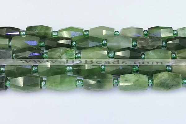 CDJ412 15.5 inches 8*14 - 9*14mm faceted freeform Canadian jade beads