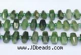 CDJ413 15.5 inches 8*14 - 9*14mm faceted freeform Canadian jade beads